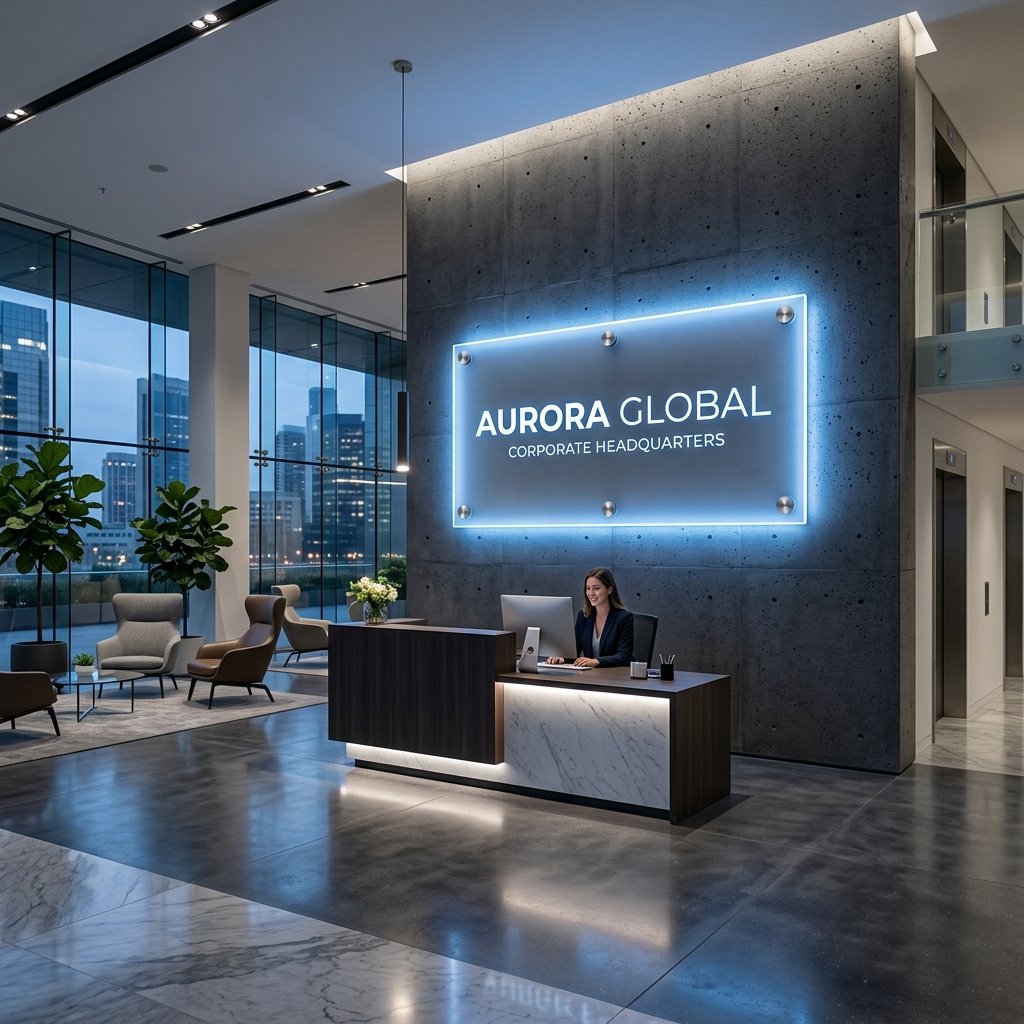 Corporate board reception sign board