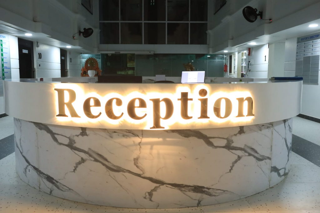 Illuminated Marble Reception Counter Sign
